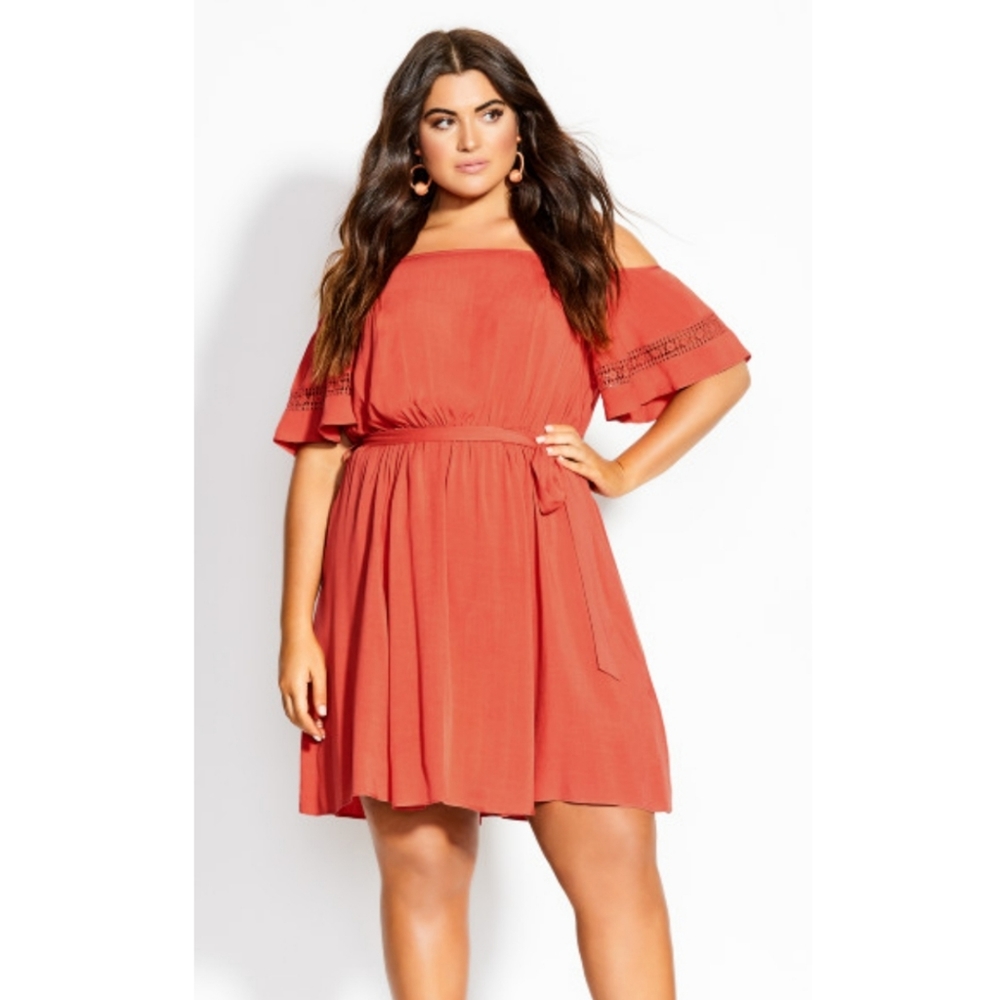 City Chic Trim Shoulder Dress
